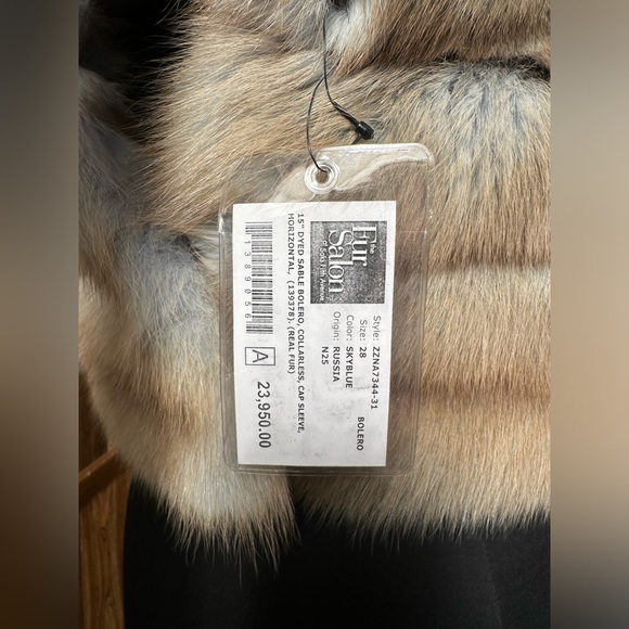 NORMAN AMBROSE 15" DYED SKY BLUE RUSSIAN SABLE FUR BOLERO JACKET COAT MEDIUM - Picture 6 of 16